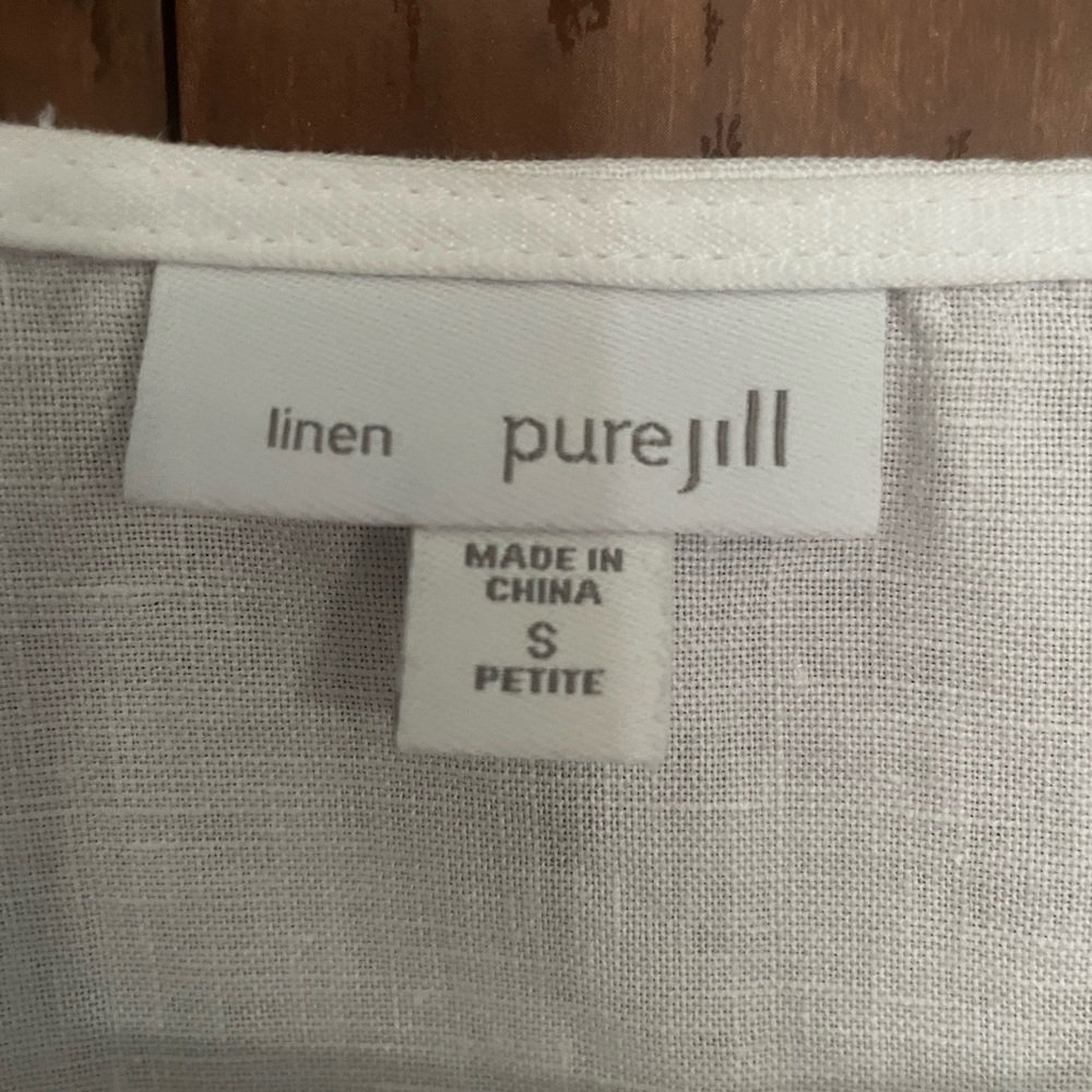 Pure Jill White Linen Top, S/P - Picture 3 of 3
